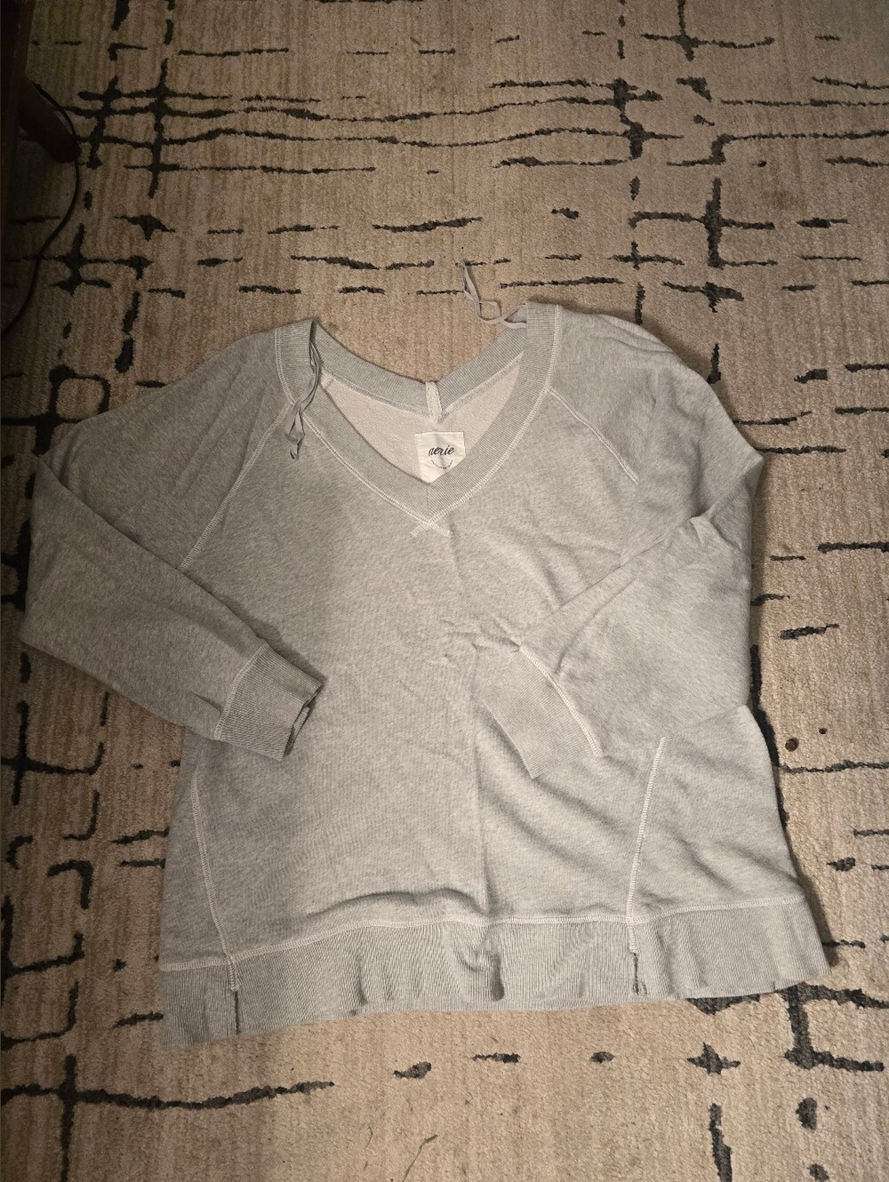 aerie Heather Gray V-Neck Pullover Sweater